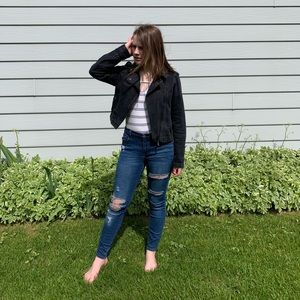 Black distressed jean jacket